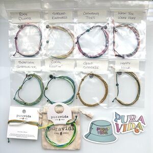 10 Pura Vida Bracelets Bundle with Stickers